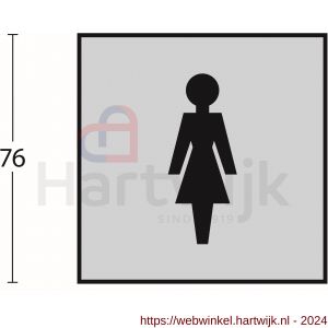 Intersteel Living 4601 pictogram zelfklevend vierkant 76x76 mm WC dames RVS - H26003383 - afbeelding 2