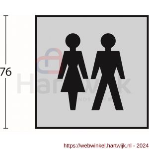 Intersteel Living 4601 pictogram zelfklevend vierkant 76x76 mm WC dames en heren RVS - H26003384 - afbeelding 2