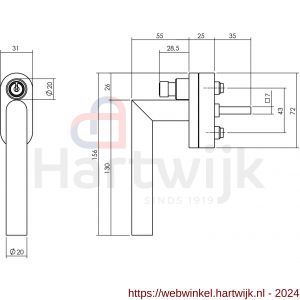 Intersteel Essentials 6156 SKG2 afsluitbare raamkruk Hoek 90 graden stift 35 mm RVS - H26006180 - afbeelding 2