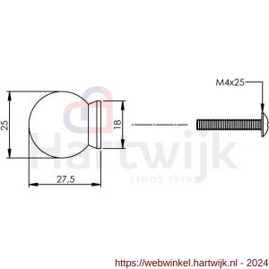Intersteel Essentials 8510 meubelknop bolrond achterplaat diameter 25 mm RVS - H26007877 - afbeelding 2