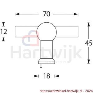 Intersteel Essentials 8510 meubelknop T-vorm recht 22 mm RVS - H26007867 - afbeelding 2