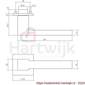 Intersteel Exclusives 0725 deurkruk Moors nummer 5 met vierkante rozet 50x50x5 mm geveerd RVS gepolijst-zwart - H26008818 - afbeelding 2