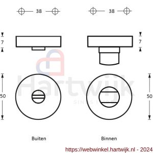 Intersteel Essentials 3224 WC-sluiting 8 mm kunststof verdekt diameter 49x7 mm PVD messingkleur - H26002734 - afbeelding 2