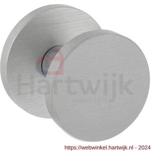 Intersteel Living 3929 voordeurknop plat diameter 55 mm op ronde achterplaat diameter 60 mm met éénzijdige montage aluminium F1 - H26008852 - afbeelding 1