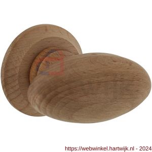Intersteel Living 1847 knopkruk ovaal glad met ronde rozet beukenhout - H26010052 - afbeelding 1