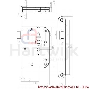 Intersteel Essentials 9540 woningbouw loopslot voorplaat afgerond wit gelakt 20x174 mm doorn 50 mm met sluitplaat - H26007074 - afbeelding 2