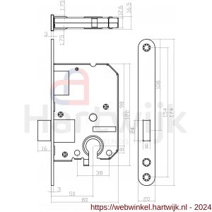 Intersteel Essentials 9541 woningbouw cilinder kastslot 55 mm voorplaat afgerond wit gelakt 20x174 mm doorn 50 mm met sluitplaat - H26007079 - afbeelding 2