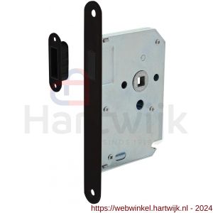 Intersteel Essentials 9572 woningbouw magneet loopslot voorplaat afgerond zwart 20x174 mm doorn 50 mm met sluitplaat-kom - H26008935 - afbeelding 1