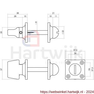 Intersteel Living 3183 WC-sluiting 8 mm Basic vierkant mat nikkel - H26008989 - afbeelding 2
