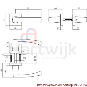 Intersteel Living 0057 deurkruk Moora met rozet 50x50x10 mm met 7 mm nokken aluminium-zwart - H26010524 - afbeelding 2