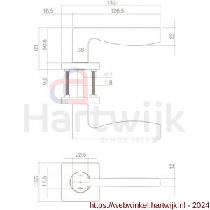 Intersteel Living 1710 deurkruk Apollo op geveerde rozet 55x55x9.5 mm met 7 mm nokken zwart - H26007115 - afbeelding 2