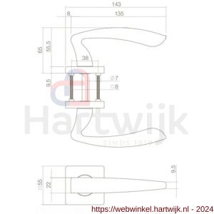 Intersteel Living 1711 deurkruk Zeus op geveerde rozet 55x55x9.5 mm met 7 mm nokken zwart - H26007116 - afbeelding 2