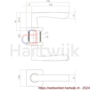 Intersteel Living 1712 deurkruk Minos op geveerde rozet 55x55x9.5 mm met 7 mm nokken zwart - H26007117 - afbeelding 2