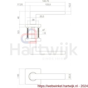 Intersteel Living 1713 deurkruk Hera op geveerde rozet 55x55x9.5 mm met 7 mm nokken zwart - H26007118 - afbeelding 2