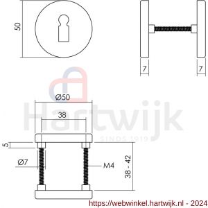 Intersteel Living 3092 sleutelplaatje diameter 50x7 mm met 7 mm nokken aluminium-zwart - H26010529 - afbeelding 2