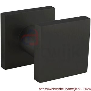 Intersteel 3929 voordeurknop vierkant 60x60 mm verkropt op achterplaat 60x60 mm met éénzijdige montage aluminium-zwart - H26010546 - afbeelding 1