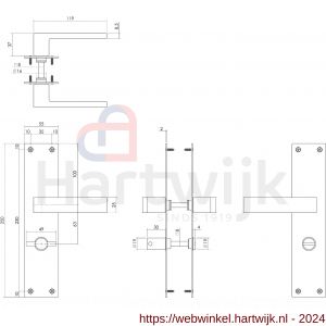 Intersteel Essentials 0571 deurkruk Amsterdam met langschild 250x55x2 mm WC 63/8 mm RVS - H26007140 - afbeelding 2
