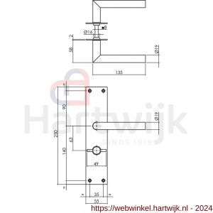 Intersteel Essentials 0583 deurkruk Jura met langschild 250x55x2 mm WC 63/8 mm RVS - H26007144 - afbeelding 2
