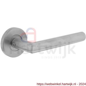 Intersteel Essentials 1012 deurkruk Hoek 90 graden op geveerde kunststof onderrozet diameter 55x8 mm met 7 mm nokken RVS - H26010554 - afbeelding 1