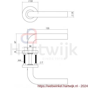 Intersteel Essentials 1270 deurkruk Roermond op rond geveerde metalen onderrozet 7 mm nokken RVS (aflopend, vervangend artikelnummer 1235.101002) - H26009017 - afbeelding 2
