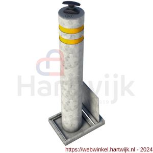SecuPost anti rampaal verwijderbaar rond 101 mm gegalvaniseerd Heavy Duty met reflectie strepen - H50750353 - afbeelding 1