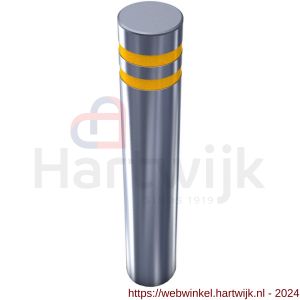 SecuPost statische anti ramzuil rond 114 mm inbouw Heavy Duty RVS 304 6 mm met reflectie strepen rood-geel-wit - H50750206 - afbeelding 1