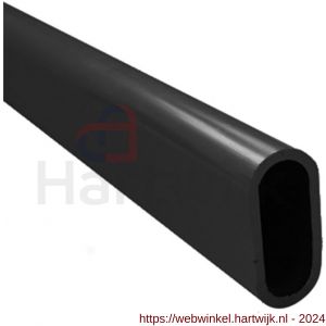 Hermeta 1015 garderobebuis recht ovaal Gardelux 1 30x14 mm L 100 cm mat zwart EAN sticker - H20102005 - afbeelding 1