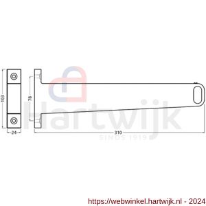 Hermeta 1100 garderobebuis steun eind links Gardelux 1 type 8 mat zwart - H20101576 - afbeelding 2