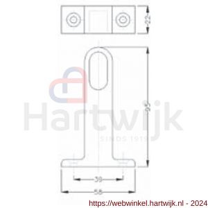 Hermeta 1190 garderobebuis plafondbevestiging steun eind Gardelux 1 mat naturel EAN sticker - H20100521 - afbeelding 2