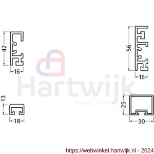 Hermeta 2000 garderobelijst Gardelux 2 42x16 mm mat naturel per meter - H20101832 - afbeelding 2