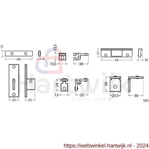 Hermeta 2156 garderobe koppelplaat Gardelux 2 voor profiel 2005 blank - H20100364 - afbeelding 2