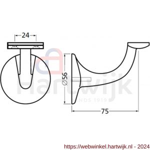 Hermeta 3508 leuninghouder 75 mm vlakzadel M8 nieuw zilver - H20100863 - afbeelding 2