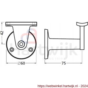 Hermeta 3510 verstelbare samengestelde leuninghouder holzadel opschroevend naturel EAN sticker - H20100867 - afbeelding 2