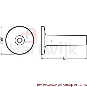 Hermeta 3514 leuninghouder rozet met vaste zuil 106 mm nieuw zilver EAN sticker - H20100942 - afbeelding 2