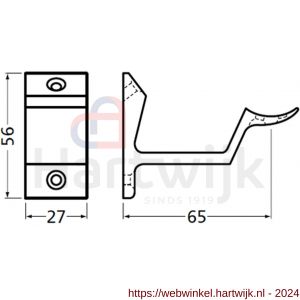 Hermeta 3542 leuninghouder holzadel opschroevend nieuw zilver EAN sticker - H20100892 - afbeelding 2