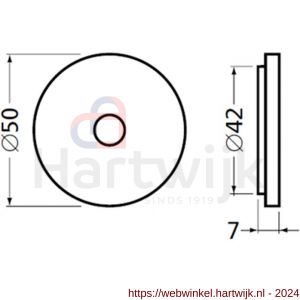 Hermeta 3564 leuninghouder rozet 60 mm met gat 8,5 mm nieuw zilver - H20100960 - afbeelding 2
