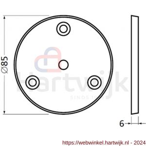 Hermeta 3567 leuninghouder rozet 82 mm met 3 verzonken gaten nieuw zilver EAN sticker - H20100974 - afbeelding 2