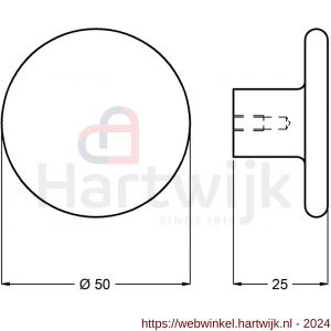 Hermeta 3755 meubelknop rond 50 mm mat naturel EAN sticker - H20101074 - afbeelding 2