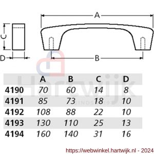 Hermeta 4193 lade- en meubelgreep 110 mm 2x M5 naturel EAN sticker - H20101097 - afbeelding 2