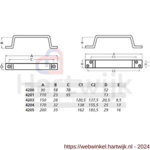 Hermeta 4200 hand- en meubelgreep 90 mm opschroevend nieuw zilver EAN sticker - H20101107 - afbeelding 2
