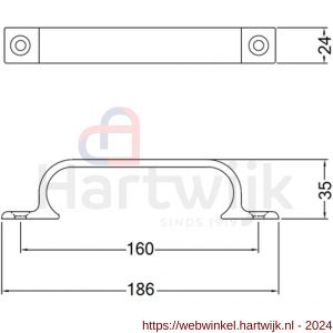 Hermeta 4233 hand- en meubelgreep 160 mm opschroevend mat naturel EAN sticker - H20101166 - afbeelding 2