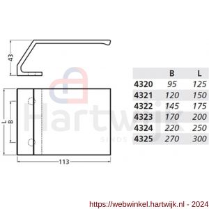 Hermeta 4321 deurduwer 150x113 mm 2x 8,5 mm nieuw zilver EAN sticker - H20100145 - afbeelding 2