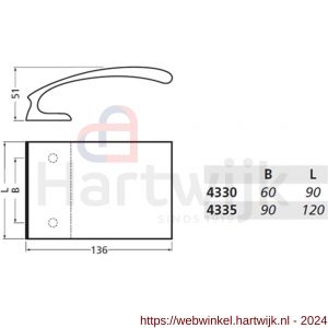 Hermeta 4335 deurduwer Wing 120 mm mat naturel EAN sticker - H20100170 - afbeelding 2