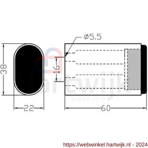 Hermeta 4704 deurbuffer ovaal 60 mm mat zwart - H20101967 - afbeelding 2