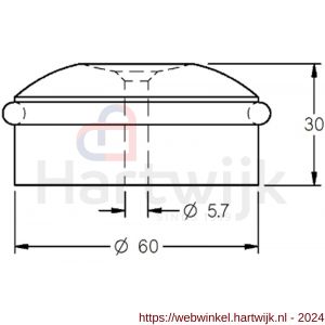Hermeta 4760 deurbuffer vloer rond 60 mm mat naturel EAN sticker - H20100113 - afbeelding 2