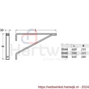 Hermeta 5504 plankdrager universele konsole 400 mm mat naturel - H20101818 - afbeelding 2
