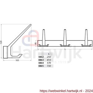 Hermeta 0864 garderobe kapstok 4x haak nummer 860 naturel EAN sticker - H20100267 - afbeelding 2