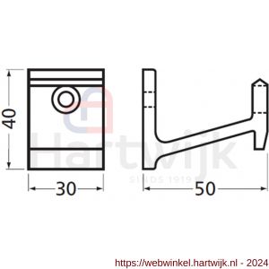 Hermeta 2660 garderobebuis wandsteun voor lijst 2650 mat naturel - H20100540 - afbeelding 2