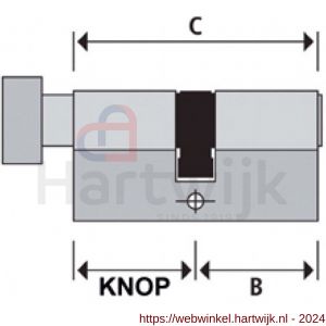 Abus knopcilinder nikkel E50N C30/K30 KA 1943 - H21700006 - afbeelding 2