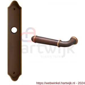 Mandelli1953 1340L BB72 Hartu deurkruk gatdeel linkswijzend op langschild 260x47 mm BB72 mat brons - H21016220 - afbeelding 1